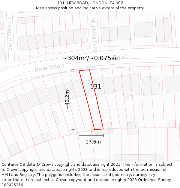 131, NEW ROAD, LONDON, E4 9EZ: Plot and title map