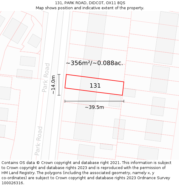 131, PARK ROAD, DIDCOT, OX11 8QS: Plot and title map