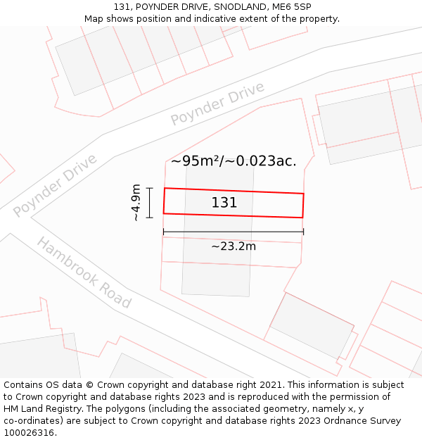 131, POYNDER DRIVE, SNODLAND, ME6 5SP: Plot and title map