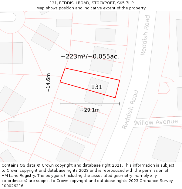 131, REDDISH ROAD, STOCKPORT, SK5 7HP: Plot and title map