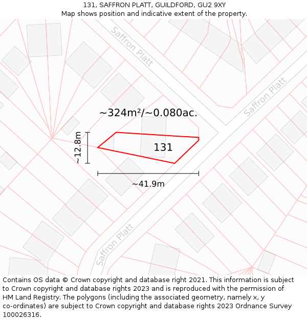 131, SAFFRON PLATT, GUILDFORD, GU2 9XY: Plot and title map