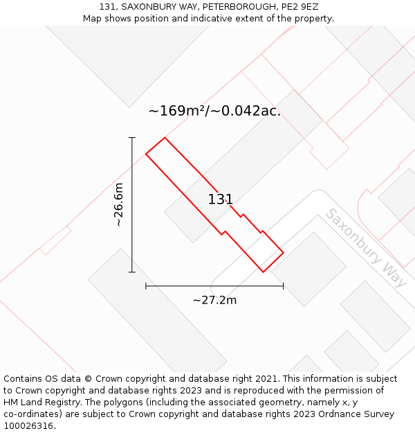 131, SAXONBURY WAY, PETERBOROUGH, PE2 9EZ: Plot and title map