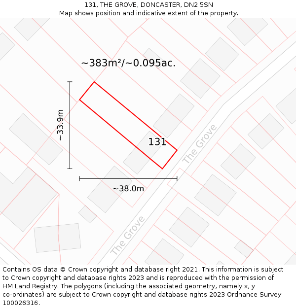 131, THE GROVE, DONCASTER, DN2 5SN: Plot and title map