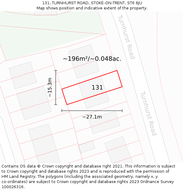 131, TURNHURST ROAD, STOKE-ON-TRENT, ST6 6JU: Plot and title map