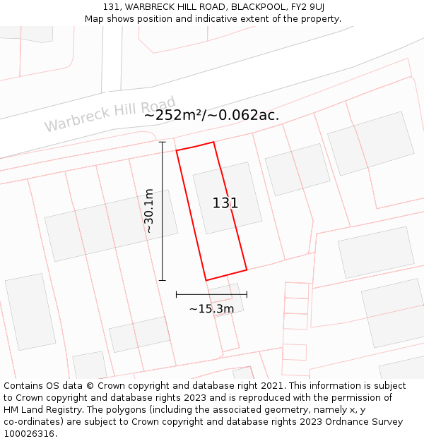 131, WARBRECK HILL ROAD, BLACKPOOL, FY2 9UJ: Plot and title map