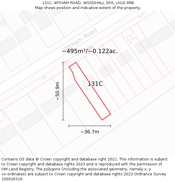 131C, WITHAM ROAD, WOODHALL SPA, LN10 6RB: Plot and title map