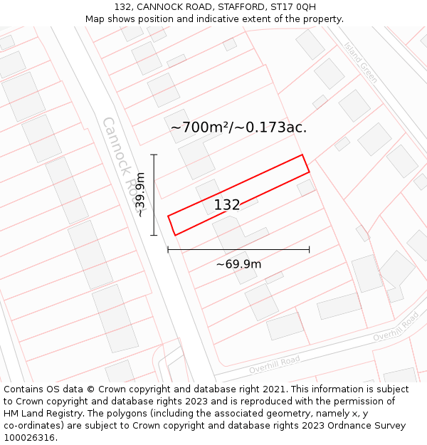 132, CANNOCK ROAD, STAFFORD, ST17 0QH: Plot and title map