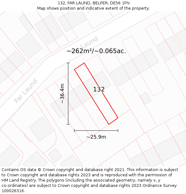 132, FAR LAUND, BELPER, DE56 1FN: Plot and title map
