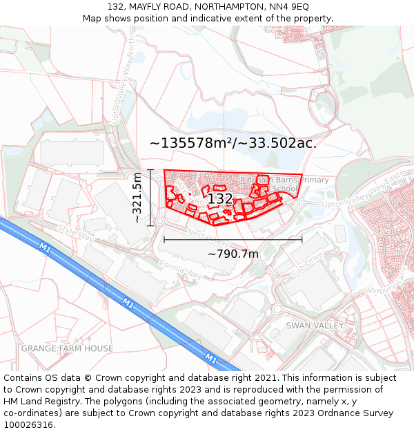 132, MAYFLY ROAD, NORTHAMPTON, NN4 9EQ: Plot and title map