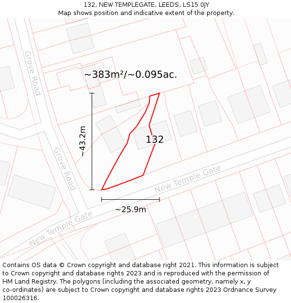 132, NEW TEMPLEGATE, LEEDS, LS15 0JY: Plot and title map
