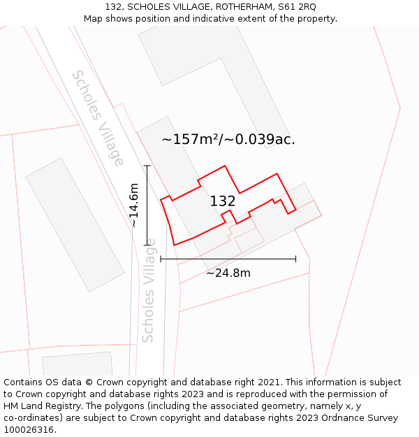 132, SCHOLES VILLAGE, ROTHERHAM, S61 2RQ: Plot and title map