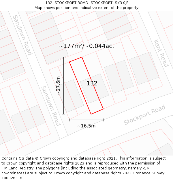 132, STOCKPORT ROAD, STOCKPORT, SK3 0JE: Plot and title map