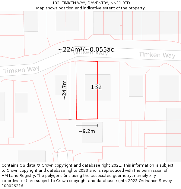 132, TIMKEN WAY, DAVENTRY, NN11 9TD: Plot and title map