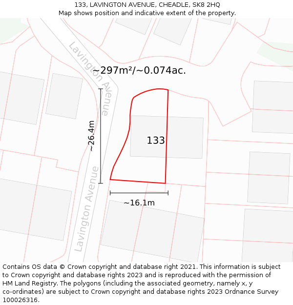 133, LAVINGTON AVENUE, CHEADLE, SK8 2HQ: Plot and title map