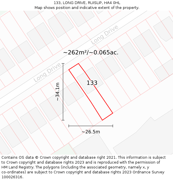 133, LONG DRIVE, RUISLIP, HA4 0HL: Plot and title map
