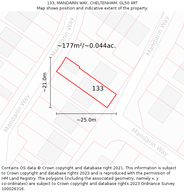 133, MANDARIN WAY, CHELTENHAM, GL50 4RT: Plot and title map