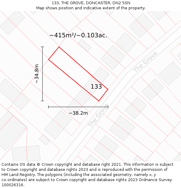 133, THE GROVE, DONCASTER, DN2 5SN: Plot and title map
