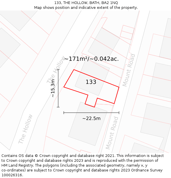 133, THE HOLLOW, BATH, BA2 1NQ: Plot and title map