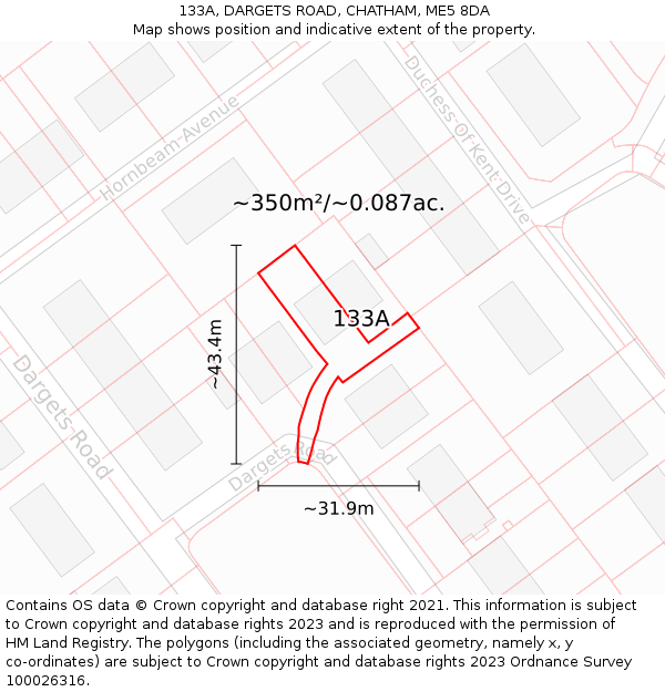 133A, DARGETS ROAD, CHATHAM, ME5 8DA: Plot and title map