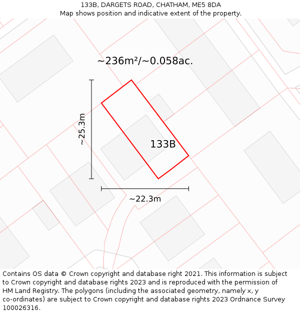 133B, DARGETS ROAD, CHATHAM, ME5 8DA: Plot and title map