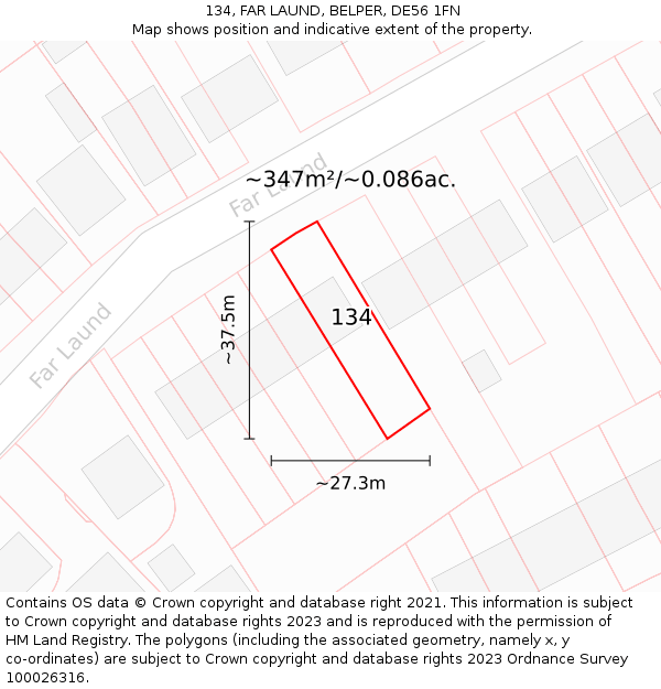 134, FAR LAUND, BELPER, DE56 1FN: Plot and title map