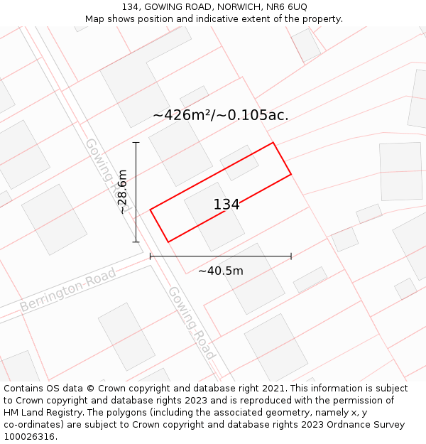 134, GOWING ROAD, NORWICH, NR6 6UQ: Plot and title map
