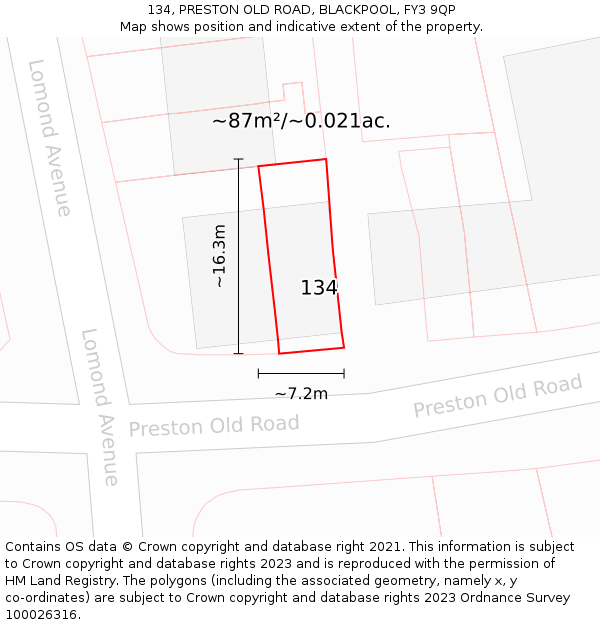 134, PRESTON OLD ROAD, BLACKPOOL, FY3 9QP: Plot and title map