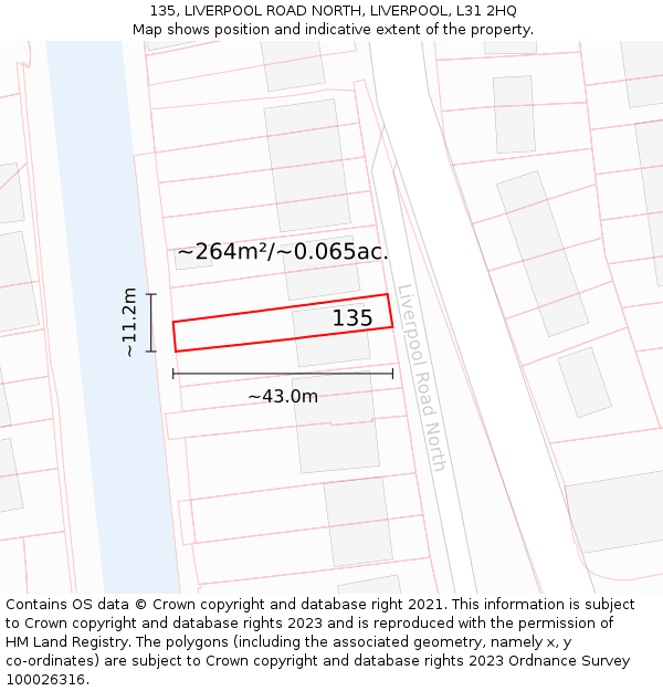 135, LIVERPOOL ROAD NORTH, LIVERPOOL, L31 2HQ: Plot and title map