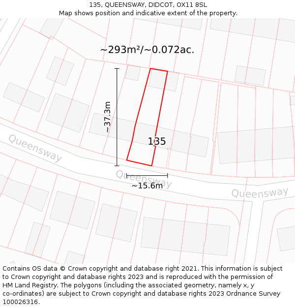 135, QUEENSWAY, DIDCOT, OX11 8SL: Plot and title map