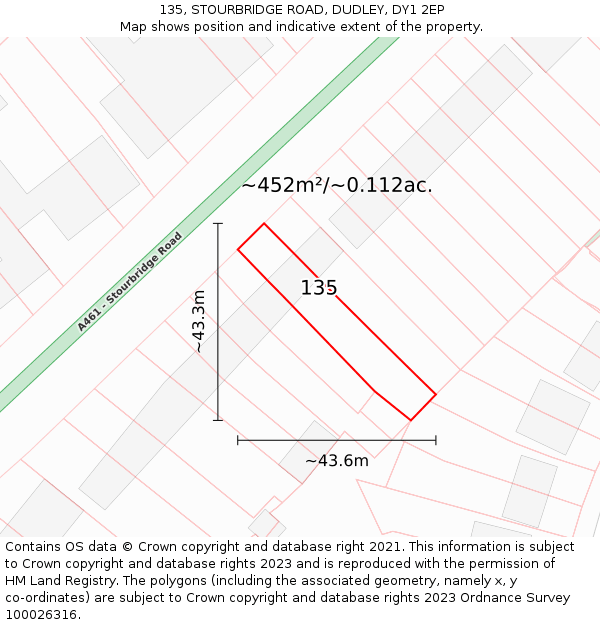 135, STOURBRIDGE ROAD, DUDLEY, DY1 2EP: Plot and title map