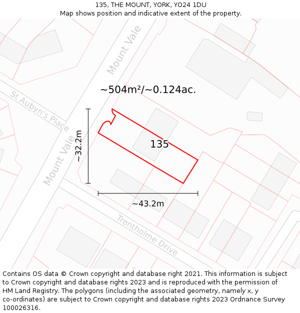 135, THE MOUNT, YORK, YO24 1DU: Plot and title map
