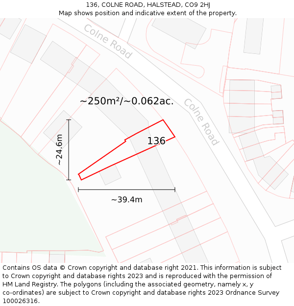 136, COLNE ROAD, HALSTEAD, CO9 2HJ: Plot and title map