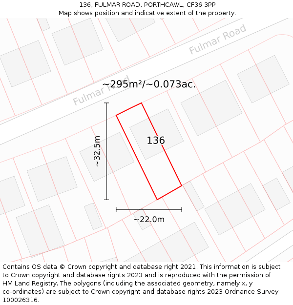 136, FULMAR ROAD, PORTHCAWL, CF36 3PP: Plot and title map
