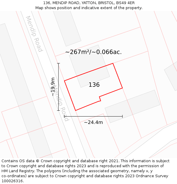136, MENDIP ROAD, YATTON, BRISTOL, BS49 4ER: Plot and title map