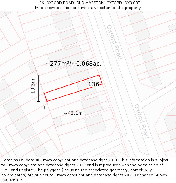 136, OXFORD ROAD, OLD MARSTON, OXFORD, OX3 0RE: Plot and title map