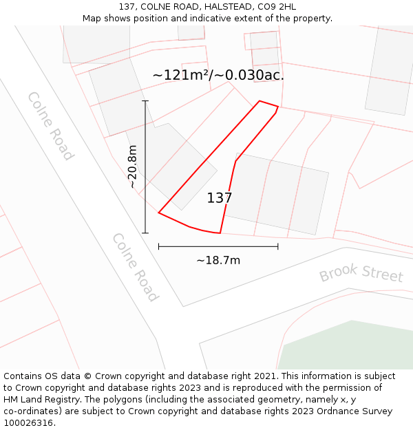 137, COLNE ROAD, HALSTEAD, CO9 2HL: Plot and title map