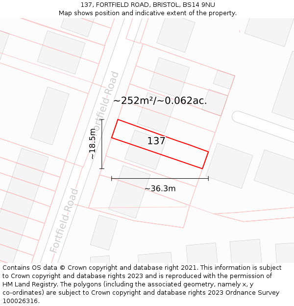 137, FORTFIELD ROAD, BRISTOL, BS14 9NU: Plot and title map