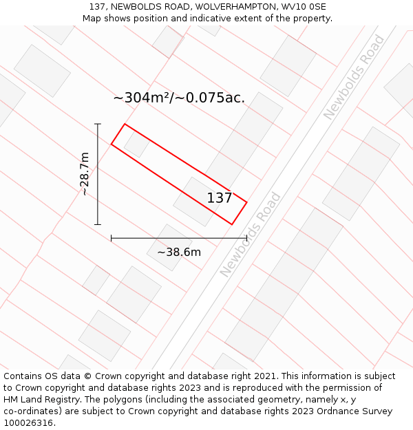 137, NEWBOLDS ROAD, WOLVERHAMPTON, WV10 0SE: Plot and title map