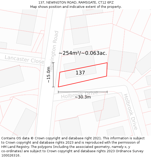 137, NEWINGTON ROAD, RAMSGATE, CT12 6PZ: Plot and title map