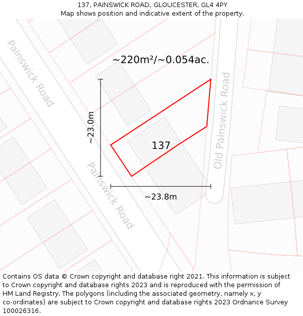 137, PAINSWICK ROAD, GLOUCESTER, GL4 4PY: Plot and title map