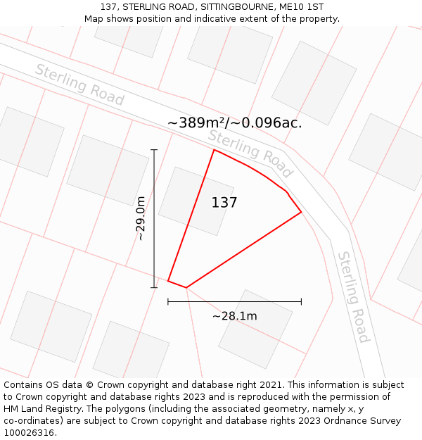 137, STERLING ROAD, SITTINGBOURNE, ME10 1ST: Plot and title map