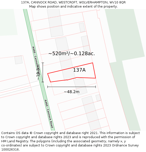 137A, CANNOCK ROAD, WESTCROFT, WOLVERHAMPTON, WV10 8QR: Plot and title map
