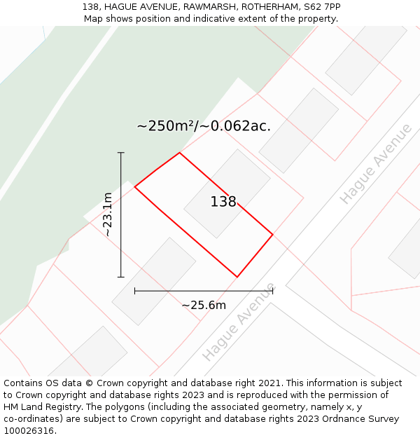 138, HAGUE AVENUE, RAWMARSH, ROTHERHAM, S62 7PP: Plot and title map