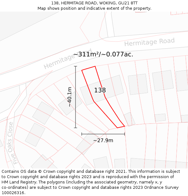 138, HERMITAGE ROAD, WOKING, GU21 8TT: Plot and title map