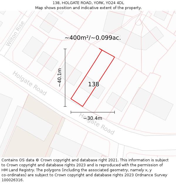 138, HOLGATE ROAD, YORK, YO24 4DL: Plot and title map