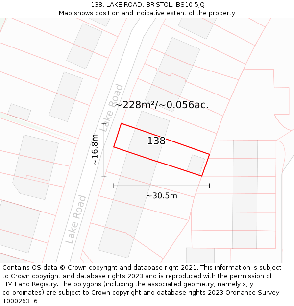 138, LAKE ROAD, BRISTOL, BS10 5JQ: Plot and title map