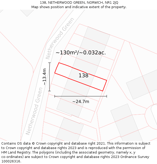138, NETHERWOOD GREEN, NORWICH, NR1 2JQ: Plot and title map