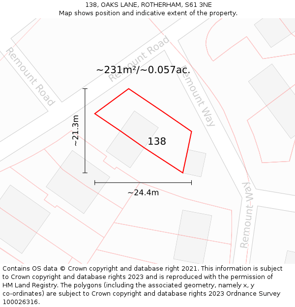 138, OAKS LANE, ROTHERHAM, S61 3NE: Plot and title map