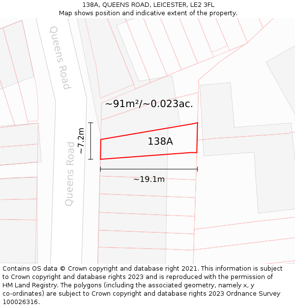 138A, QUEENS ROAD, LEICESTER, LE2 3FL: Plot and title map