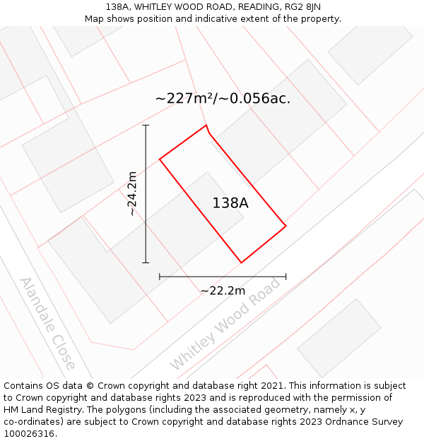 138A, WHITLEY WOOD ROAD, READING, RG2 8JN: Plot and title map